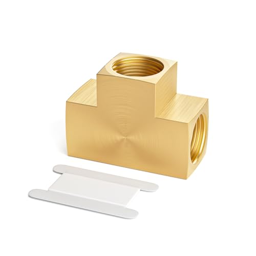 Image of GASHER 1 Pcs Brass Barstock Tee, 3 /8 inch x 3 /8 inch x 3 /8 inch NPT Female Pipe Fittings
