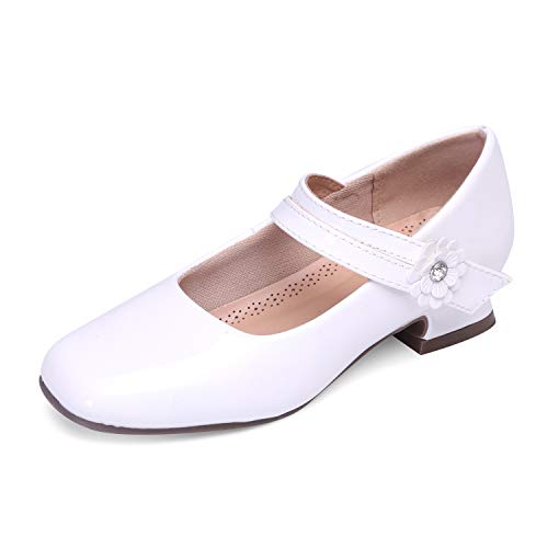 Nova Utopia Girls Low Medium Heel Dress Sandal Flower Girl Shoes,NF Utopia Girl NFGFH518 White 13
