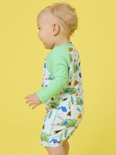 Image of RUGGEDBUTTS Baby /Toddler Boy Swimsuit, One Piece Zipper Rash Guard Sunsuit with UPF 50+ Sun Protection