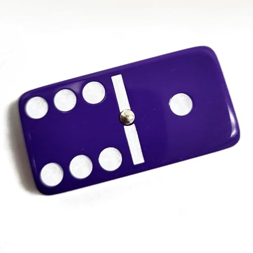 Marion Domino Double 6 Purple Jumbo Tournament Professional Size with Spinners in Elegant Black Velvet Case.