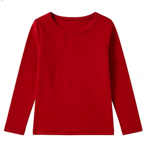 Image of Niyage Toddler Soft Thick Crewneck Tee Tops Girls Comfort Basic Long Sleeve T-Shirt