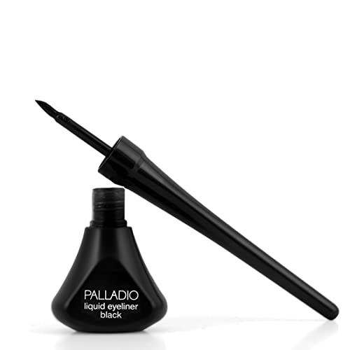 Palladio Liquid Eyeliner, Highly Pigmented And Waterproof Eyeliner, For Intense Eye Definition, Smear-Proof Eyeliner Liquid, Includes Easy Grip Wand And Felt Tip Eyeliner Applicator, Black #TOP1