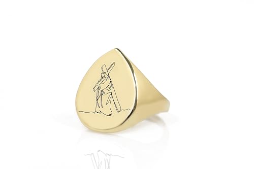 Bague Jésus Croix Gravée en acier unisexe pour la prière quotidienne