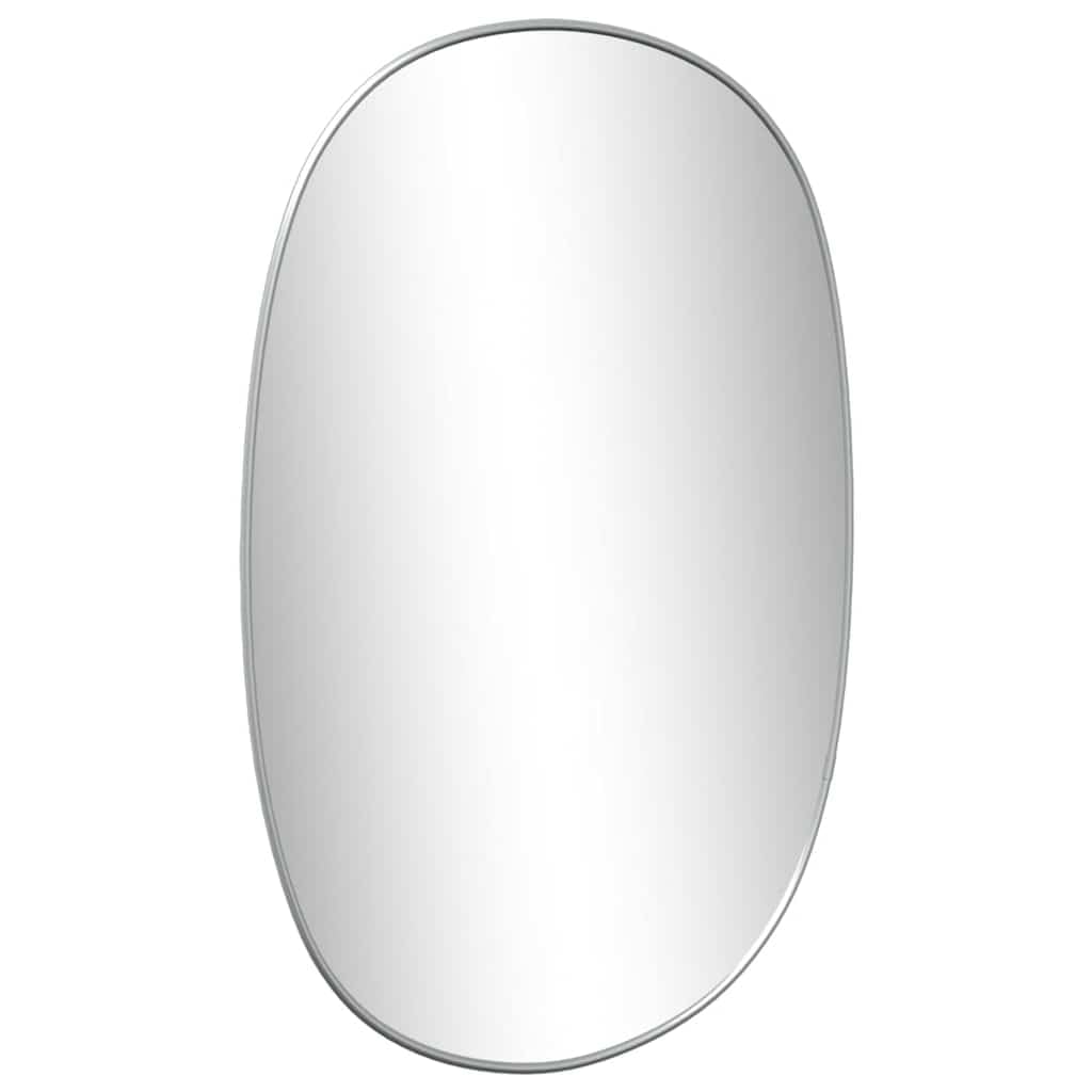 Espejo de pared plateado 50 x 35 cm – Espejo rectangular de cristal con marco de PVC para baño, pasillo y dormitorio – Espejo cosmético moderno para montaje en pared