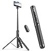 Sensyne 60″ Phone Tripod – Selfie Stick, Lightweight All in One Phone Tripod Integrated with Wireless Remote Compatible with All Cell Phones for Selfie/Video Recording/Photo/Live Stream/Vlog（Black）