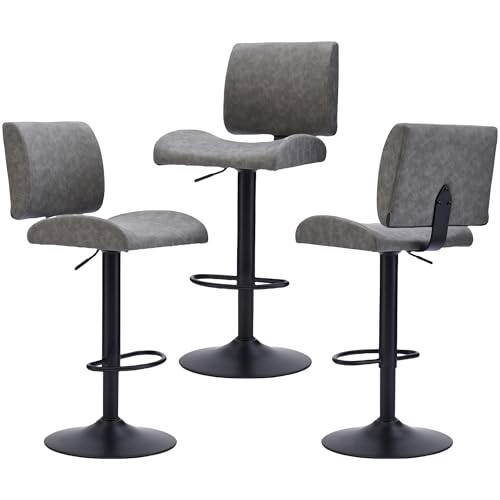 Image of FIRAVOE Adjustable Counter Height Bar Stools Set of 3 with Back