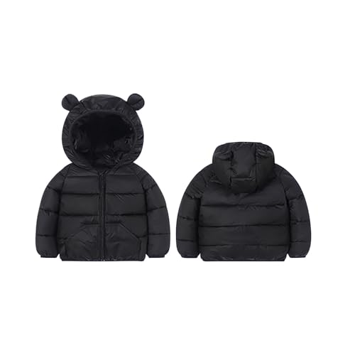 Kids Winter Puffer Jacket with Bear Ear Full Zip Hooded Down Coat Toddler Warm Outerwear with Pockets 2-7 Years2