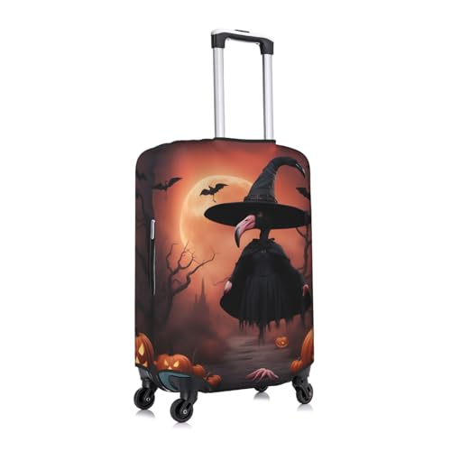 Halloween Flamingo Witch Hat Tsa Approved Luggage Cover For 18-32 Inch Suitcases Scratch-Resistant Stretch Luggage Cover3