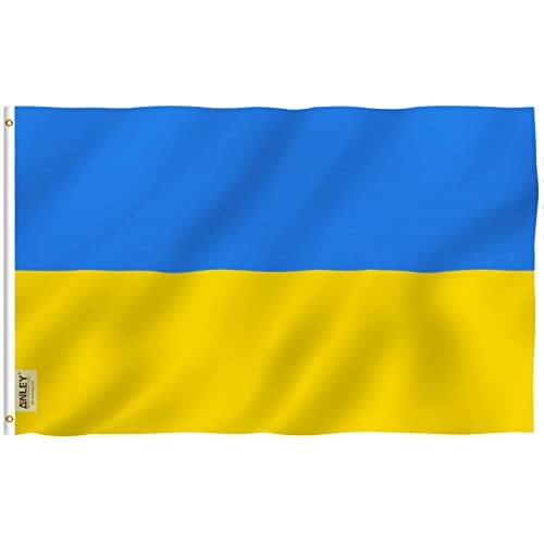 ANLEY Fly Breeze 3x5 Foot Ukraine Flag - Vivid Color and UV Fade Resistant - Canvas Header and Double Stitched - Ukrainian National Flags Polyester with Brass Grommets 3 X 5 Ft