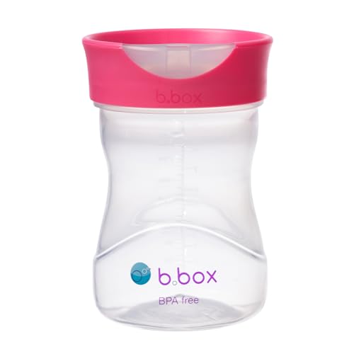 b.box Toddler Training Cup: Free Flow Opening, Great Transition from Sippy to Big Kid Cup. BPA Free, Dishwasher safe. Ages 12+ months (Raspberry, 8oz)