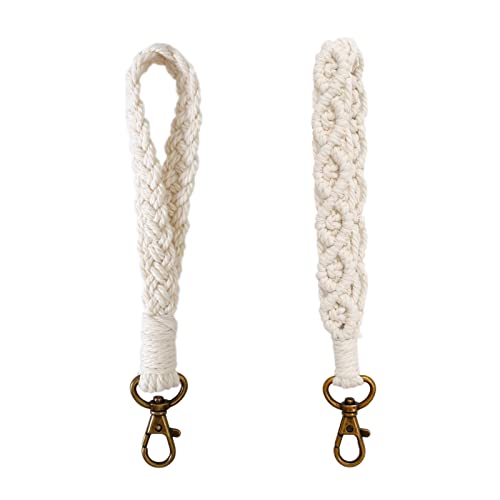 Poagoep 2 Pcs Macrame Keychain Boho Handmade Wristlet Keychain Wrist