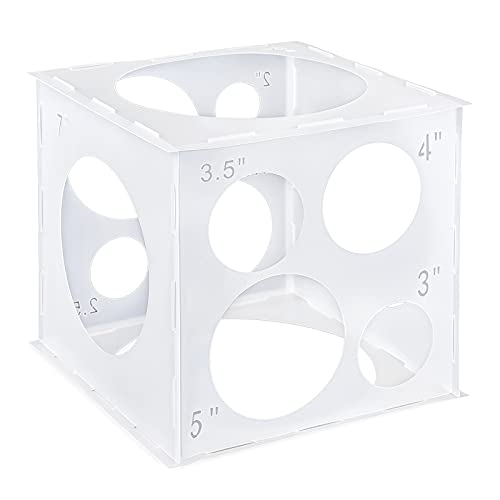 Auihiay 12 Holes Balloon Sizer Cube Box Collapsible Plastic Balloon Measurement Tool for Balloon Decorations, Balloon Columns, Balloon Arches (2-10 Inch)