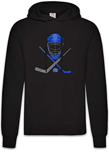 Sweat-shirt noir taille XL avec grand motif Ice Hockey Tools et capuche ajustable