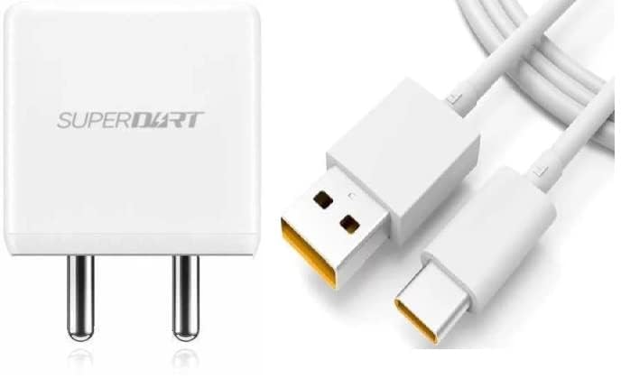 Image of Original 30W Super Dart Charger & Cable Compatible with Realme 6 /6 Pro / 7 / 7i / 8 / 8i / C3 / C11 / C15 / C21 / C25s / Narzo 20 Pro /Narzo 30 /30 Pro (Adapter and Cable)