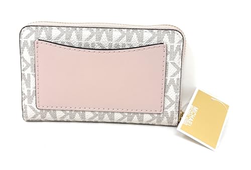 Image of Michael Kors Womens Jet Set Small Zip Around Card Case Vanilla /Soft Pink One Size