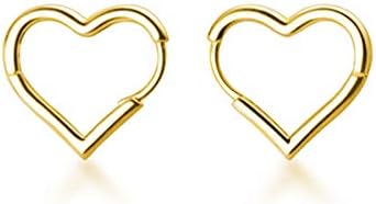 SLUYNZ 925 Sterling Silver 1.6CM Heart Hoop Earrings for Women Teen Girls Sweet Love Heart Earrings Drop (C-Gold)