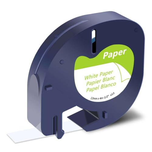 12mm x 4m LT���x���e�[�vLT-100H LT-100T XR XR XR Plastic Label Printers 91201 91200�����^�O�}�V���̌������x�����[��(Black on White-paper)