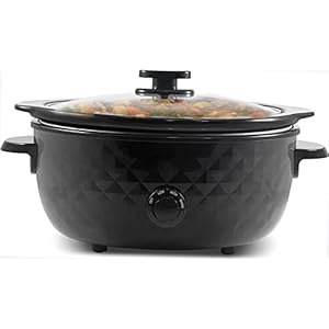 6-Quart Diamond Pattern Slow Cooker – Removable, Dishwasher-Safe Stoneware Pot