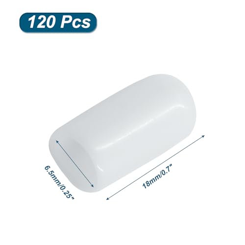 Image of 120 Pcs 6.5mm (1 /4 inch) Rubber End Caps Bolt Screw Protector, White | PVC Flexible Impact Absorbing, Prevents Scuffs Dust Rust, Fits 6.5-7mm Round Tube Threads, Indoor Outdoor Use