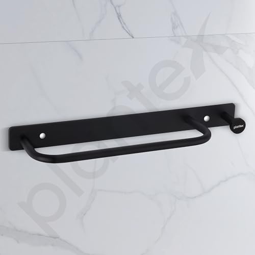 Image of Plantex Towel Holder for Bathroom /Stainless Steel 9 inch Towel Rod /Towel Bar /Towel Hanger /Bathroom Accessories -Pack of 1 (Black)