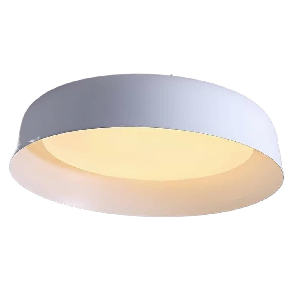 LUOYAOB Japanese Minimalism Round Wood Grain Ceiling Lights Acrylic Shade Flush Mount Ceiling Lamps Iron Body Three-Color Mode Ceiling Light Fixture for Bedroom(White)
