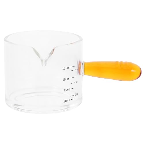 Hohopeti Brocca Per Latte in Vetro Trasparente 125ml Misurino Per Caffè Espresso Bicchiere Da Espresso Manico Contenitore Per Panna Uso Domestico e Bar