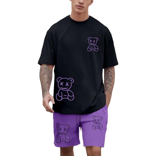 Costume homme imprimé lettres ensemble décontracté été