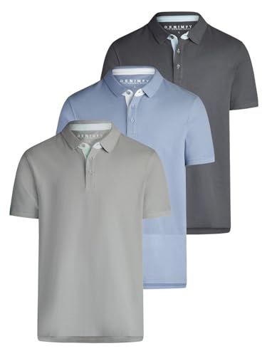 Lot de 3 polos manches courtes homme DENIMFY en coton basique coupe droite