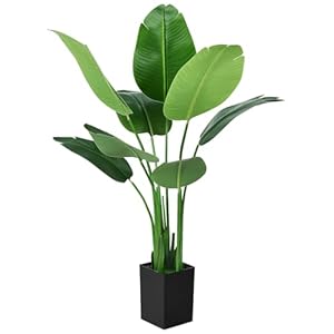 Bird of Paradise Plant Artificial 4ft,Faux Plants Indoor Tall with 8 Trunks – The Perfect Indoor Silk Floor Plant for Home Decor in Living Room, Office, and Bedroom (4FT Bird of Paradise)