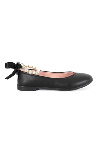 Elegant Girls' Mary Jane Flats with Pearl Detail and Ribbon - Perfect for Special Occasions4