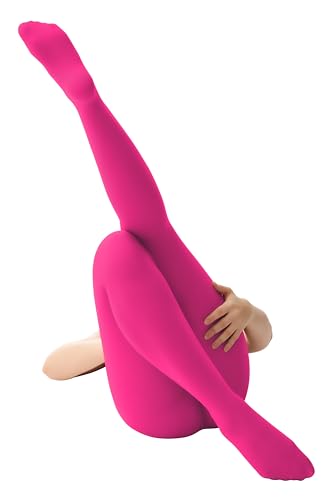 DAINAS Women's 80 Den Microfiber Soft Opaque Tights Pantyhose (Rose Violet-L/XL)