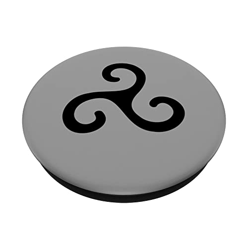 Triskele nordic triple spiral ancient spiritual Irish symbol PopSockets Swappable PopGrip, Black - Image 2