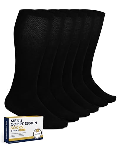 Image of Pembrook Light Compression Socks for Men - 6 Pairs | 8-15 mmHg Navy Compression Socks | Mens Compression Sock for Circulation Support | Light Compression Sock Men