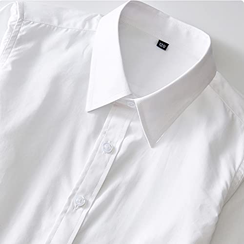 Kids Long Sleeve Solid White Dress Shirt Boys Girls Cotton Knit Fall Formal Tops Button Blouse Wear for Boys Girls4