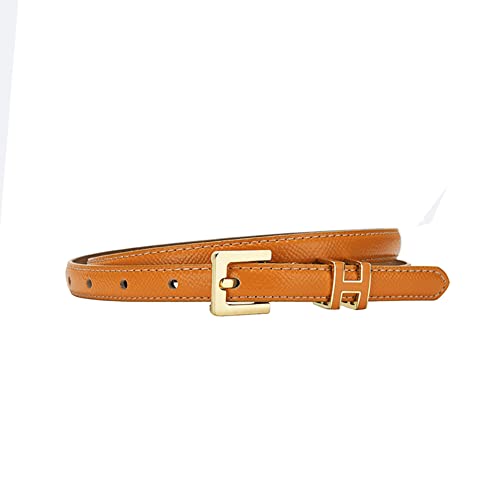 Yuangu Women Skinny Leather Belt Thin Waist Jeans Belt for Dress in Pin Buckle Belt (Orange, 105CM/Fit Waist Size 24-33 Inches)