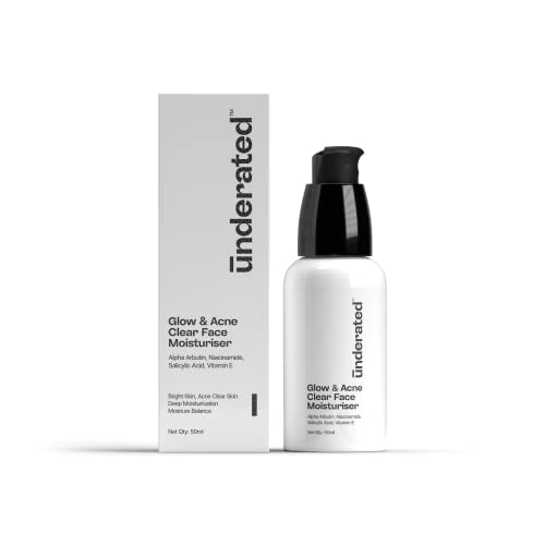UNDERATED Glow & Clear Face Moisturiser Cream with Salicylic Acid & Vitamin E | Lightweight Hydration for Fresh-Looking Skin | Daily Use | 50ml