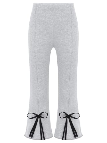 JEATHA Kids Girls Ribbed Bell Bottoms Bowknot Flared Pants Trousers Elastic Waistband Leggings Fall Clothes