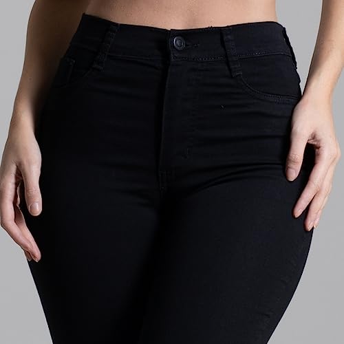 Calça Sarja Feminina Preta Flare Boot Cut Boca de Sino Sawary Premium Elastano Lycra Bonita Confortá