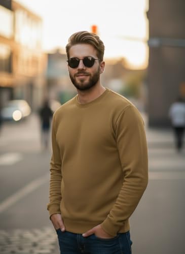 Image of Mack Jonney Men Regular Fit Fleece ||Black||Round Neck Solid||Sweatshirt-JM3911
