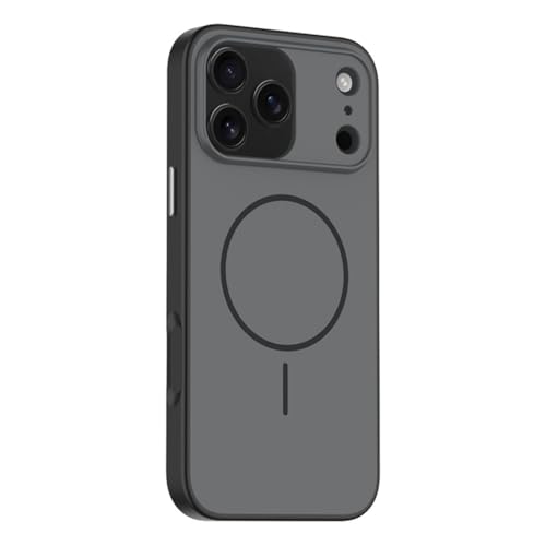SZLUTLA For -iPhone 17 Pro Max/17 Pro/Air/17用薄型ケース、磁気吸着マットハードPCケース盛り上がったエッジ耐衝撃カバー,黒,17 Pro Max