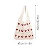 Sac fourre-tout bohème en crochet – Sac d'été tricoté, sac à bandoulière esthétique Y2k | Joli sac fourre-tout en tricot esthétique avec design en forme de cœur, sac à main léger pour femme, articles #5