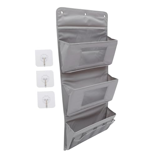 Happyyami 1Set Large Capacity Hanging Storage Pouch Versatile Wall Mounted Organizer for Bedroom Bathroom Kitchen Office Includes Punch Hooks Grey Multi Cell Design for Sundries