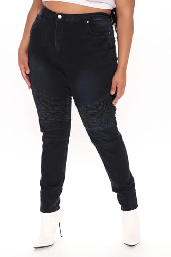 Jack david Women's Plus Size Moto Biker Stretch Skinny Denim Jeans Pants Y1648 (Jet Black, 14)2