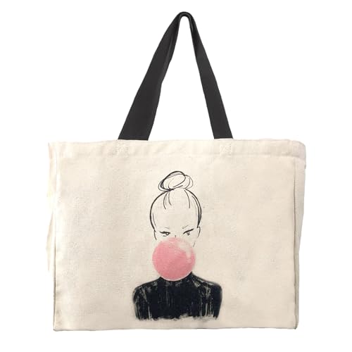 Kera Till Canvas-Shopper mit Illustration (40cm x 30cm x 15cm), Shopping Bag, Tragetasche (Bulle)