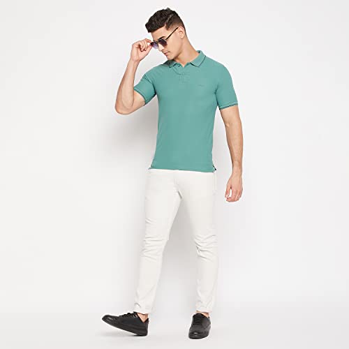 Orewa by OKANE Men's Polo Collar Stretchable Sleeve Striped Dry-Fit Breathable T-Shirt