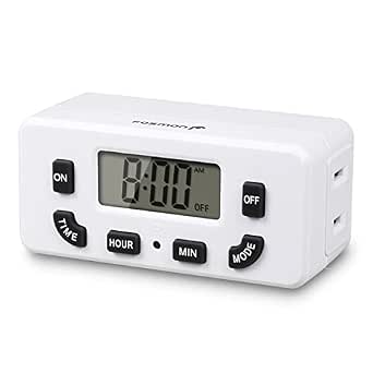Fosmon Digital Timer for Electrical Outlets, Indoor 24 Hour Programmable Light Timer, 15A/1875W, ETL Listed