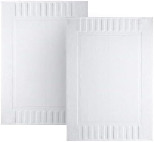 - Luxury Bath Mat Floor Towel Set - Absorbent Cotton Hotel Spa Shower/Bathtub Mats [Not a Bathroom Rug] 22"x34" | White | 2 Pack
