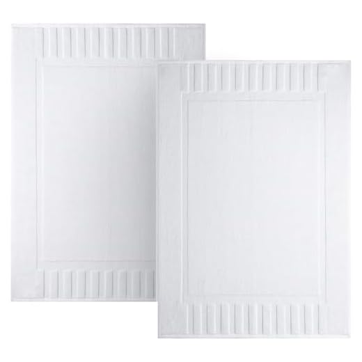Luxury Bath Mat Floor Towel Set - Absorbent Cotton Hotel Spa Shower/Bathtub Mats [Not a Bathroom Rug] 22"x34" | White | 2 Pack