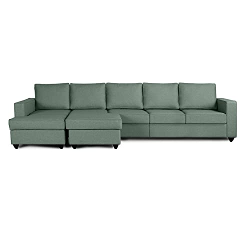 Image of Wakefit Sofa Set | 3 Year Warranty | Sofa 3 Seater, 3 Seater Sofa for Living Room, Wooden Sofa Set, 4 Seater + Left Aligned, Sofa for Living Room - Napper(Omega : Green)