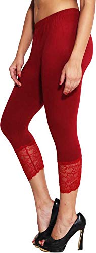 Image of Snowball Lace Capri Leggings for Women | PlusSize Stylish Net Capri for Girls